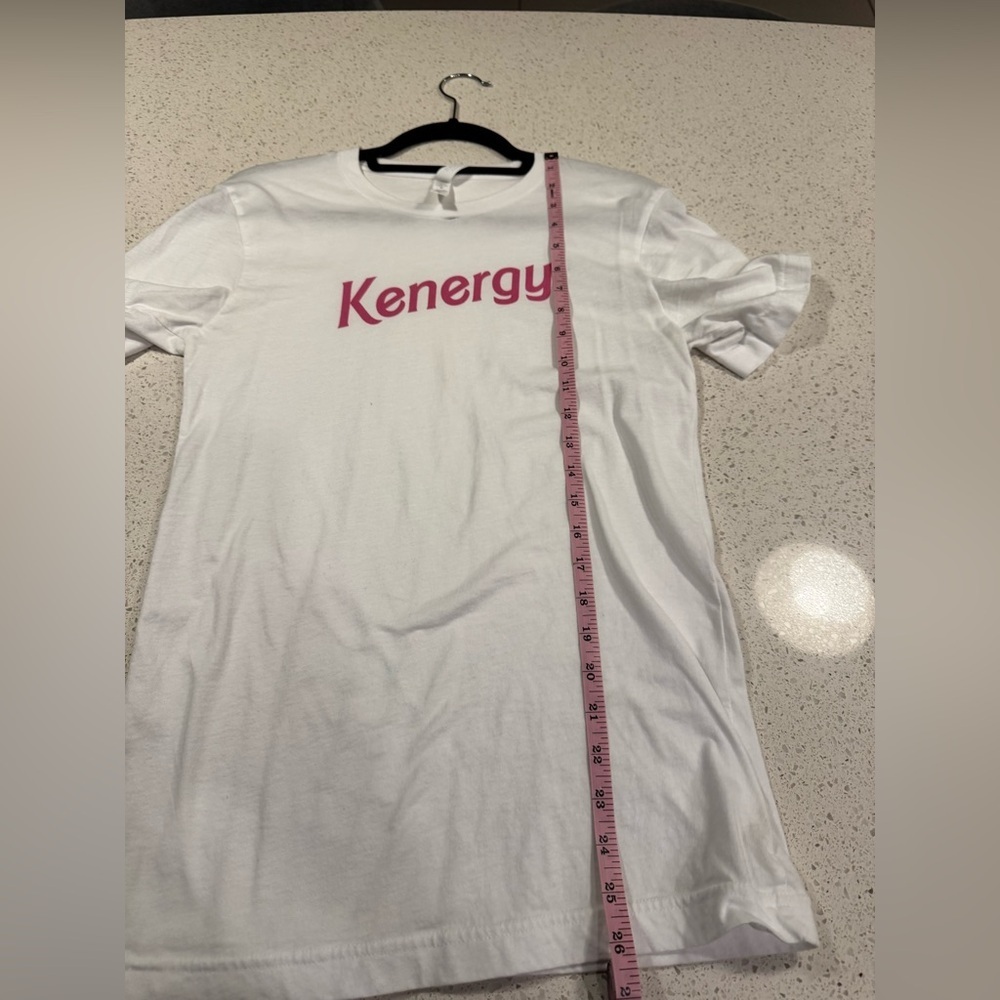 Barbie’s ‘Kenergy’ Adult Small White Pink Font Bella Canvas Shirt NWOT - Picture 7 of 9